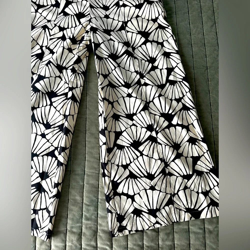 Black & White Floral Wide Leg Jumpsuit | Spaghetti Strap | Medium - Picture 4 of 7